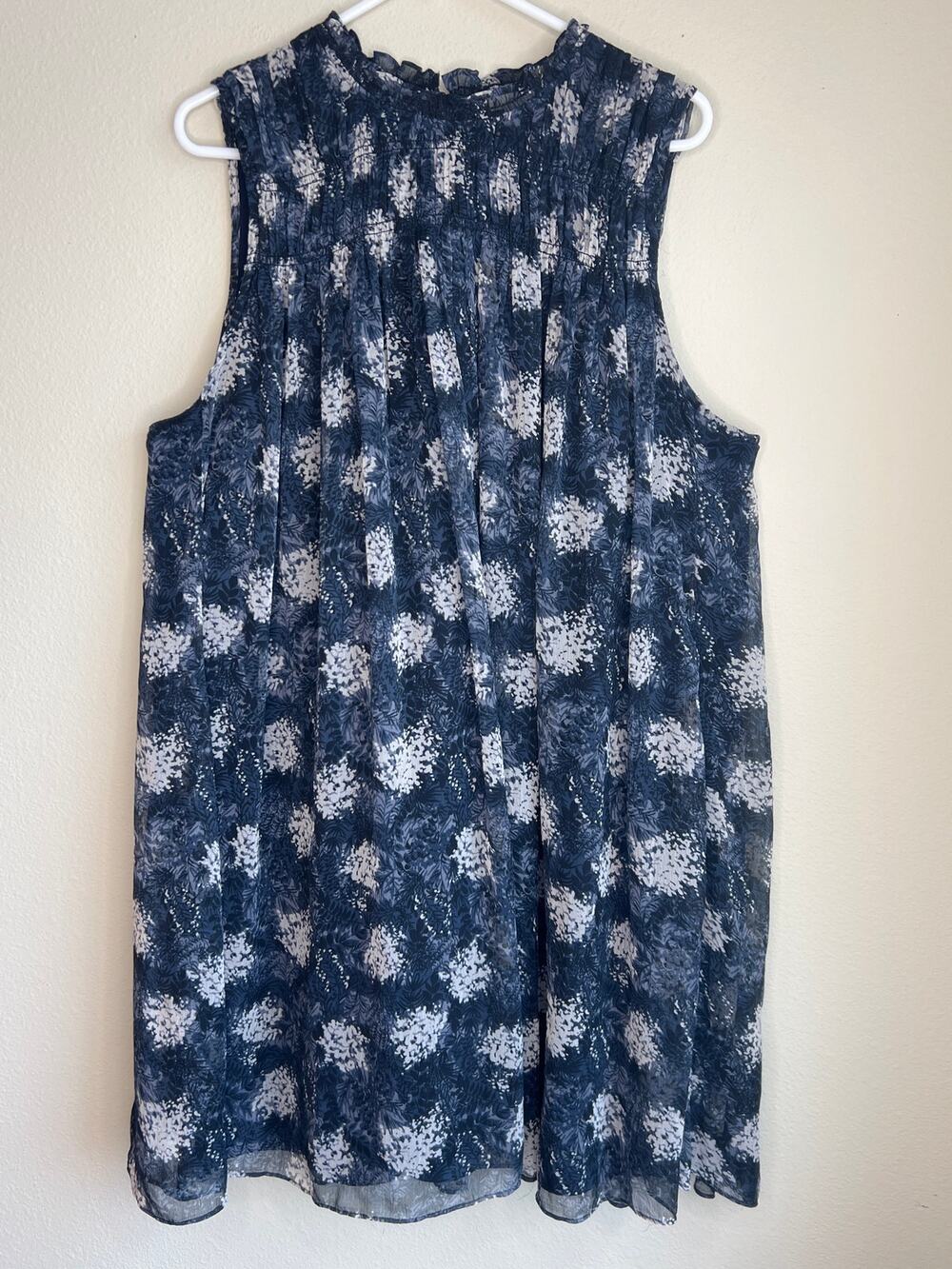 Joie Baltic Abstract Print Smocked High Neck Sleeveless Chiffon Dress XXL